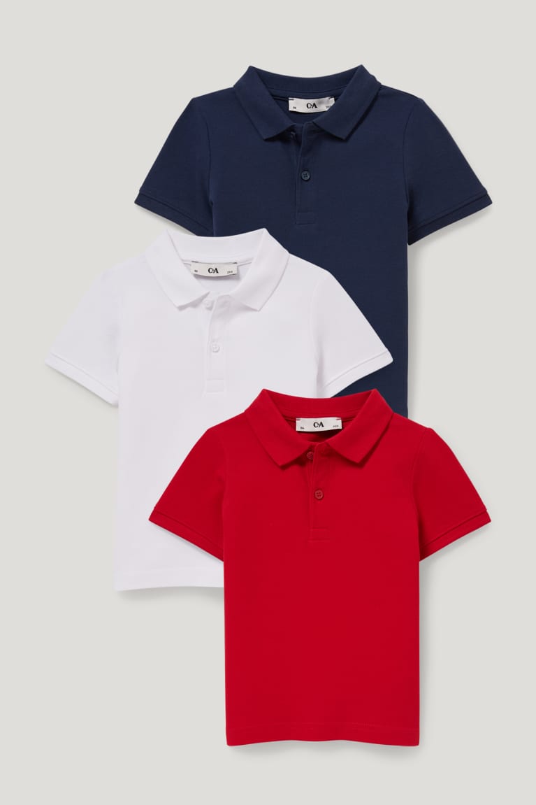  Rouge Bleu Chemises C&A Multipack Of 3 Polo With In-conversion Coton - france IEJ-6335405