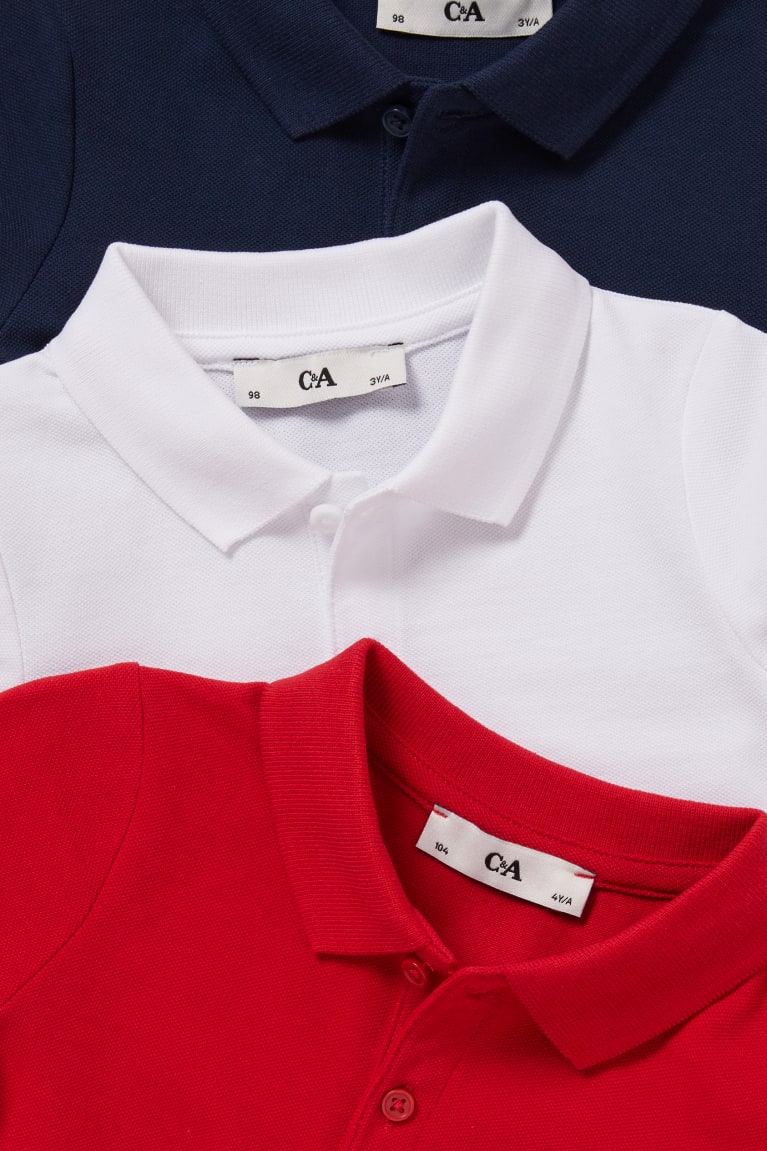  Rouge Bleu Chemises C&A Multipack Of 3 Polo With In-conversion Coton - france IEJ-6335405