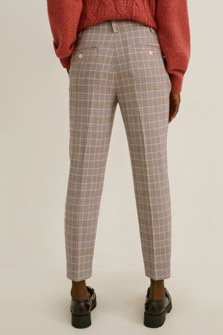  Multicolour Checked Pantalons C&A Cloth High Taille Tapered Fit Recycled Check - france HDB-8938704