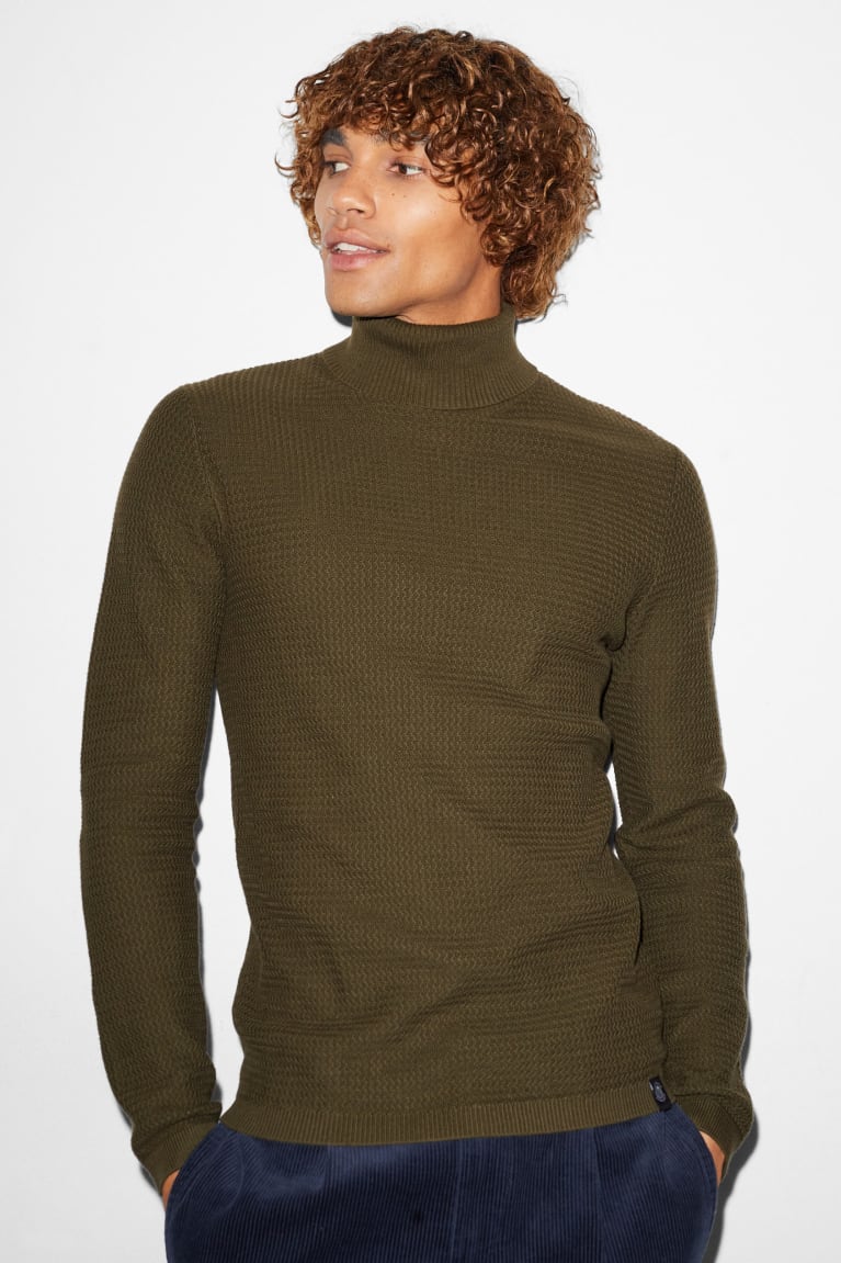  Vert Foncé Pulls C&A Clockhouse Polo Neck - france RJX-2133042