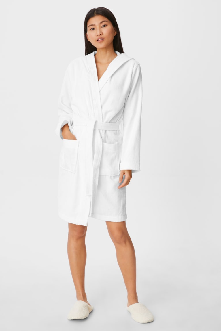  Blanche Vêtement De Nuit C&A Terry Bathrobe With Hood - france MPL-4035060