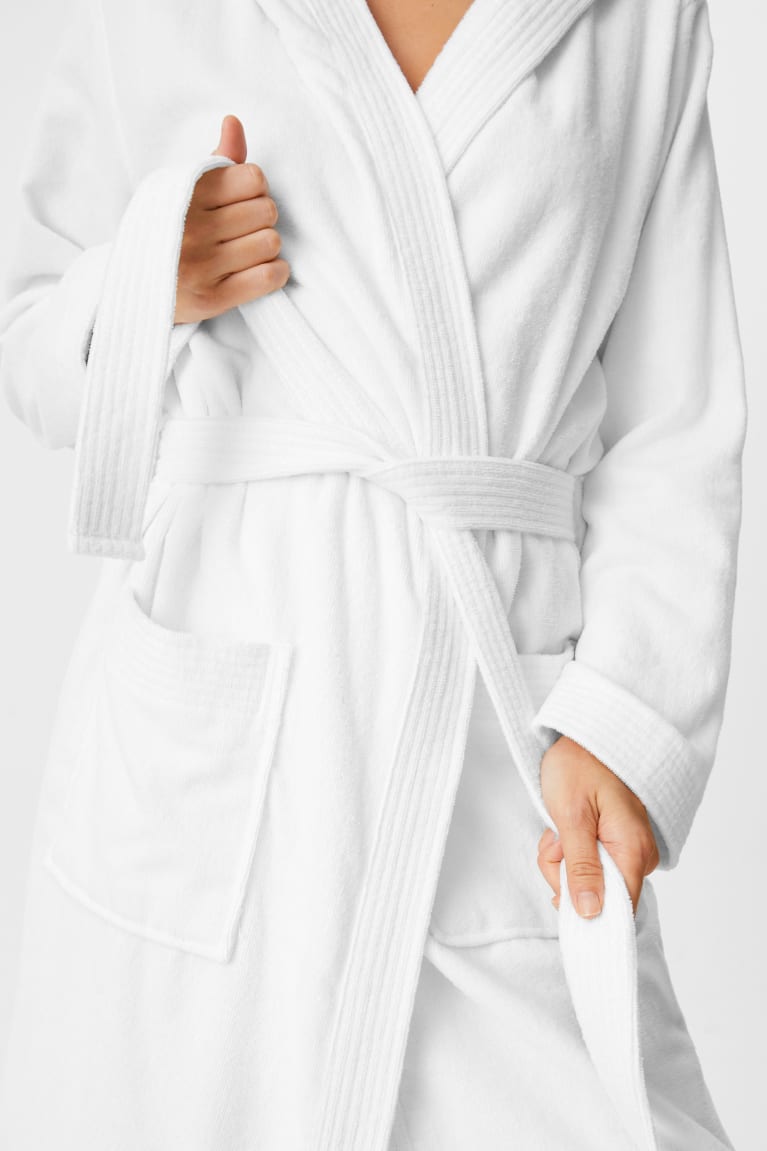  Blanche Vêtement De Nuit C&A Terry Bathrobe With Hood - france MPL-4035060