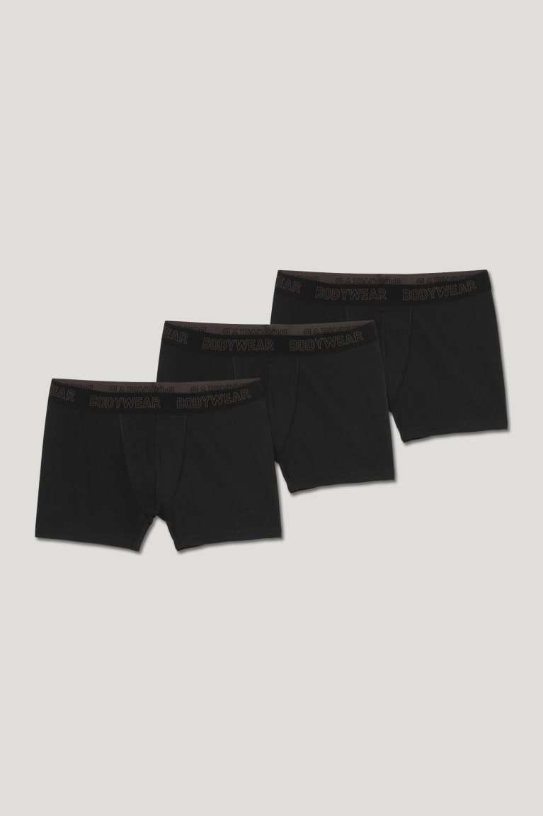  Noir Sous Vêtement C&A Multipack Of 3 Trunks Organic Coton Lycra - france YQG-0126048