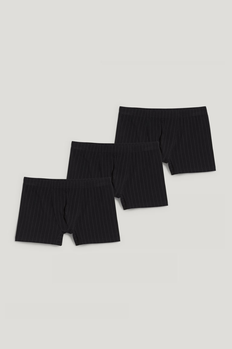  Noir Sous Vêtement C&A Multipack Of 3 Trunks Organic Coton Lycra Rayé - france QZL-1914481