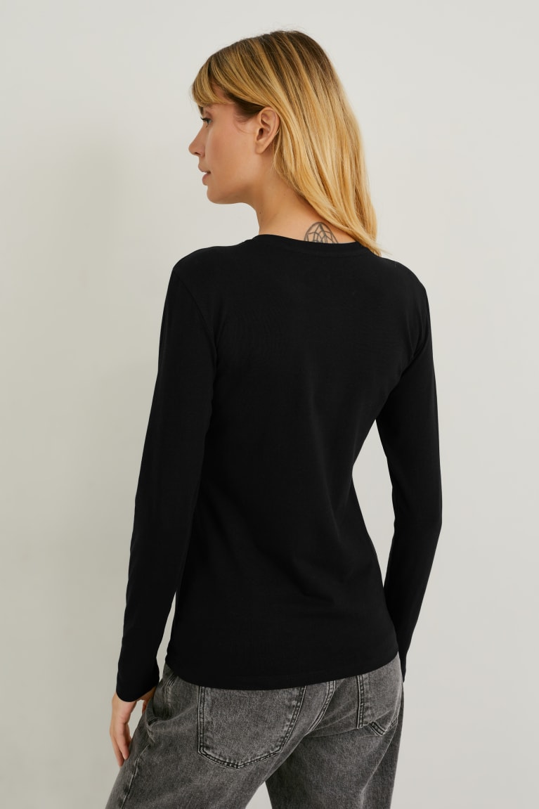  Noir Hauts C&A Multipack Of 2 Basic Long Sleeve Organic Coton - france WQN-3382060