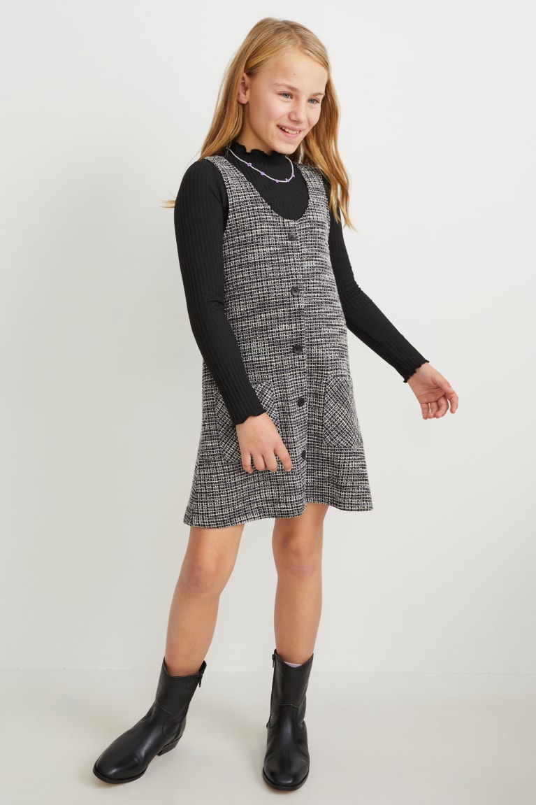  Noir Peignoir C&A Set Bouclé And Long Sleeve 2 Piece - france YGL-9343299