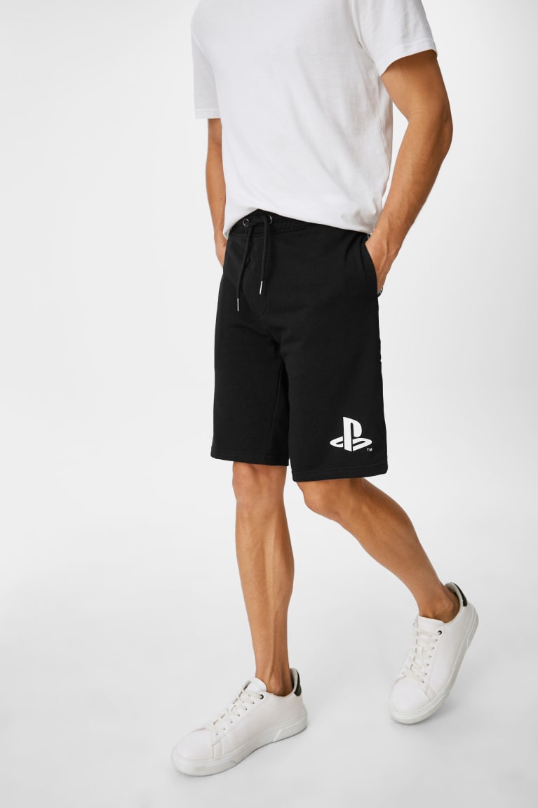  Noir Shorts C&A Sweat Organic Coton Playstation - france WUQ-2344169