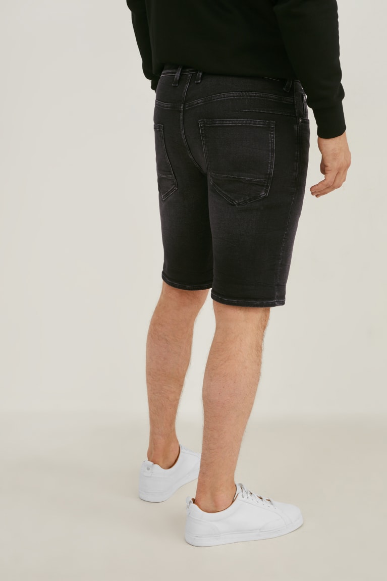  Bleu Grise Foncé Shorts C&A Denim Bermuda Flex Jog Denim - france OJO-7239936