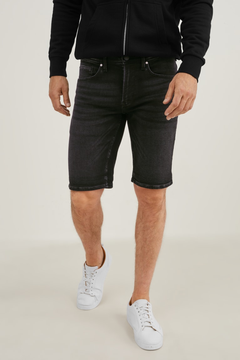  Bleu Grise Foncé Shorts C&A Denim Bermuda Flex Jog Denim - france OJO-7239936