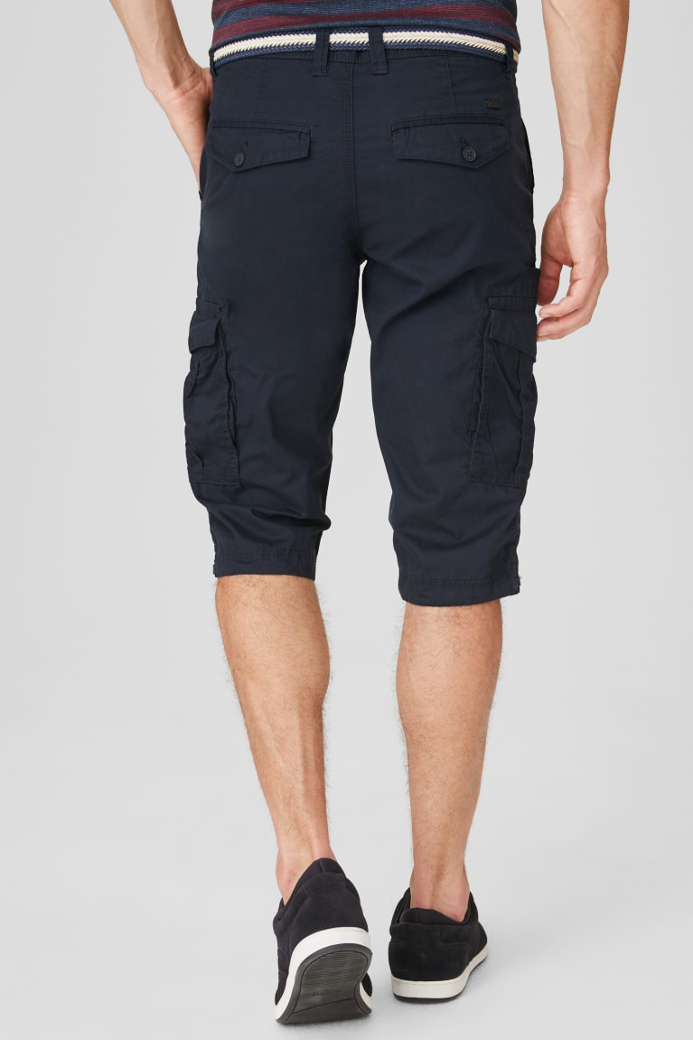  Bleu Foncé Shorts C&A Cargo Bermuda With Belt - france MSE-0148738