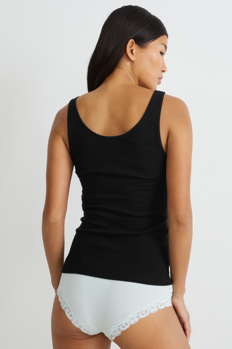  Noir Sous Vêtement C&A Camisole Organic Coton - france KUP-6658541