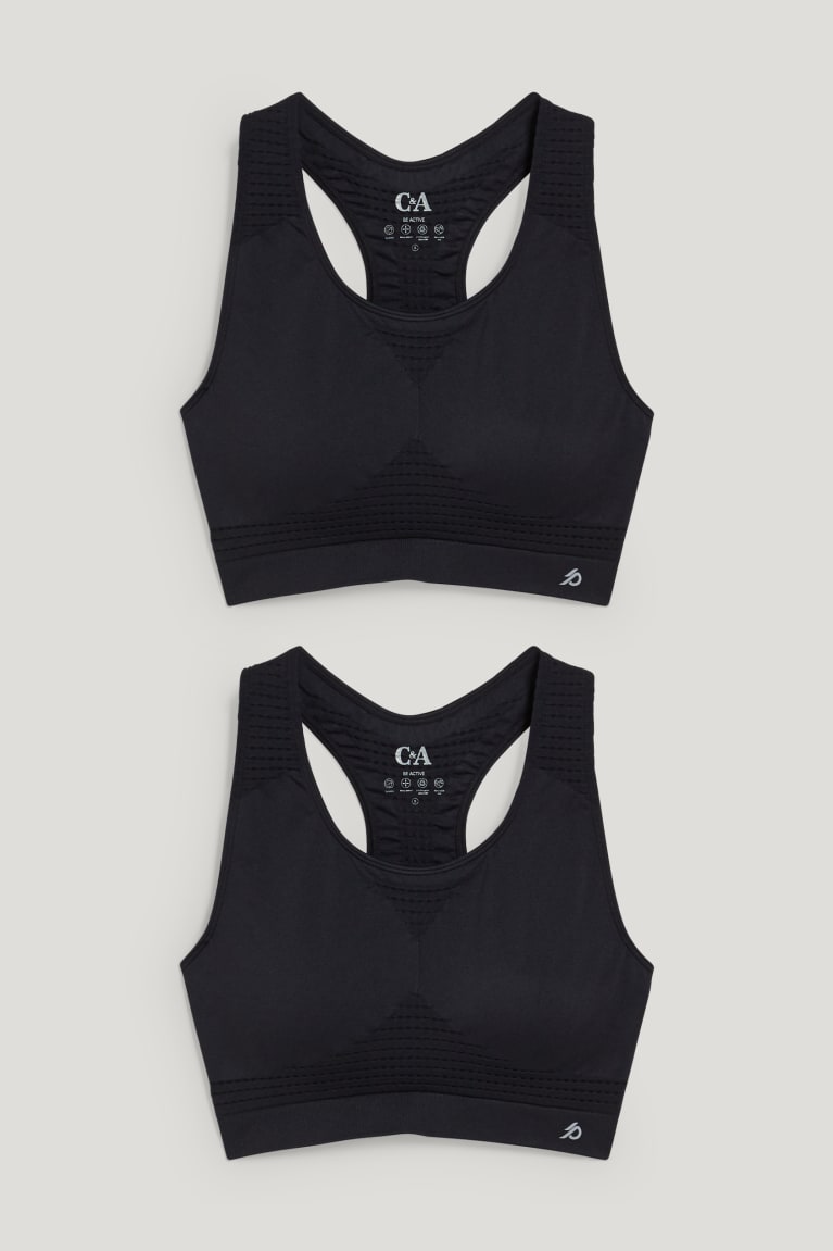  Noir Sous Vêtement C&A Multipack Of 2 Sports Bra Rembourré Recycled - france WIX-7804914