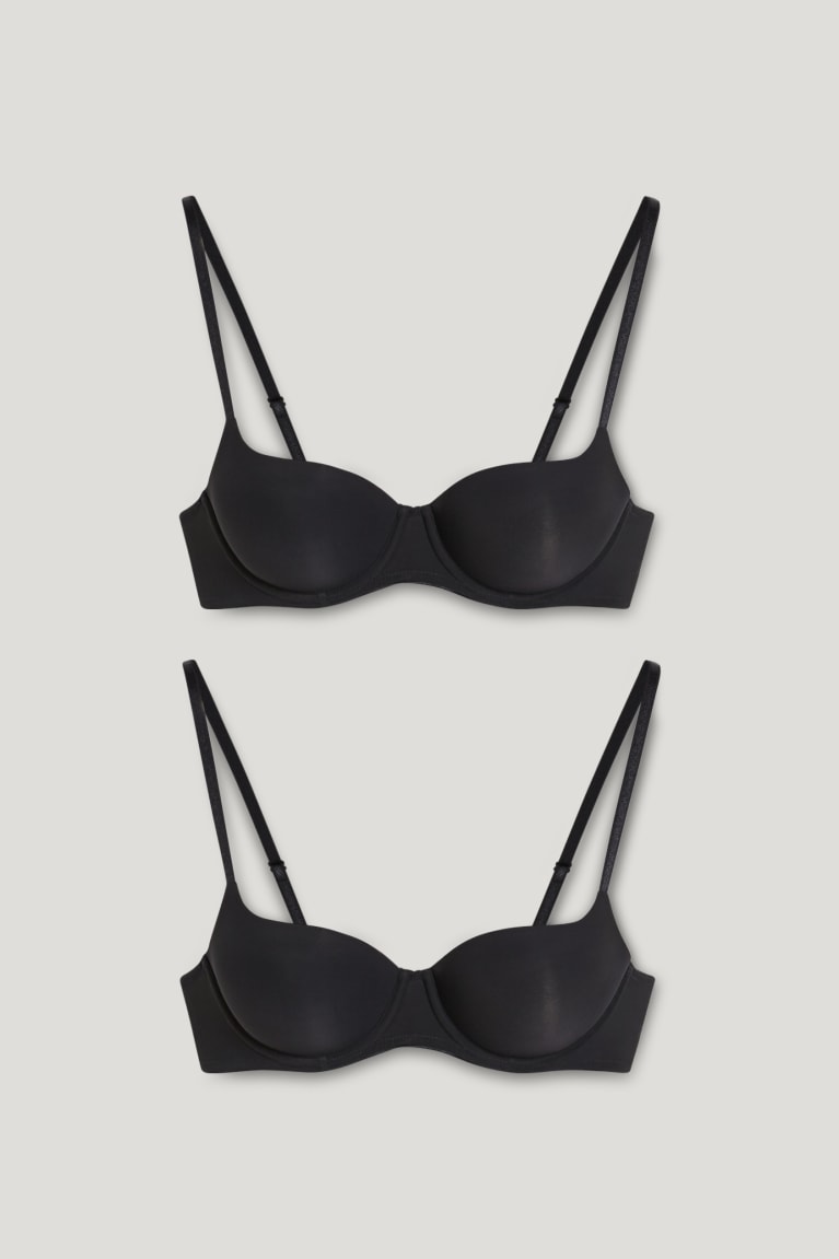  Noir Sous Vêtement C&A Multipack Of 2 Underwire Bra Full Coverage Rembourré - france EEF-8936036