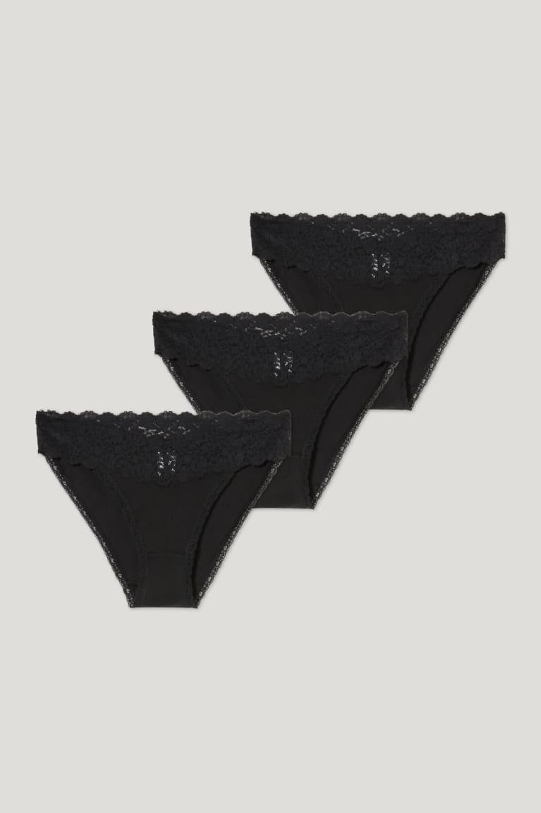  Noir Sous Vêtement C&A Multipack Of 3 Briefs Organic Coton - france YKB-4680541