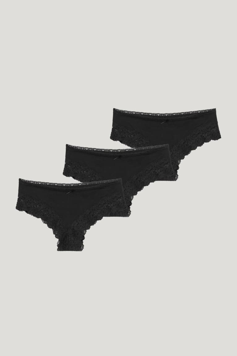  Noir Sous Vêtement C&A Multipack Of 3 Briefs Organic Coton - france BGE-1146244