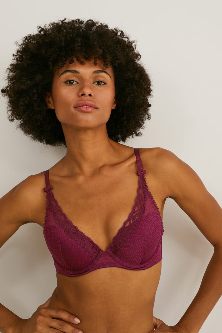  Bordeaux Sous Vêtement C&A Underwire Bra Demi Rembourré - france OFP-8789247