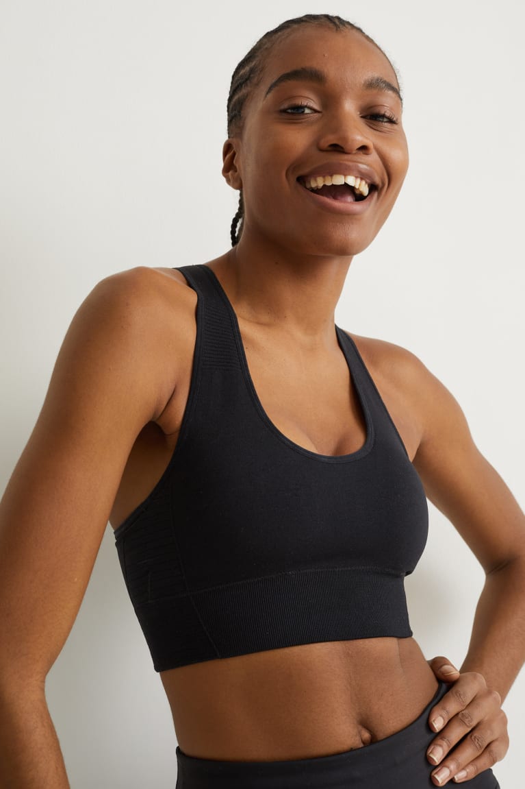  Noir Sous Vêtement C&A Sports Bra Rembourré Lycra Recycled - france VZU-7595783