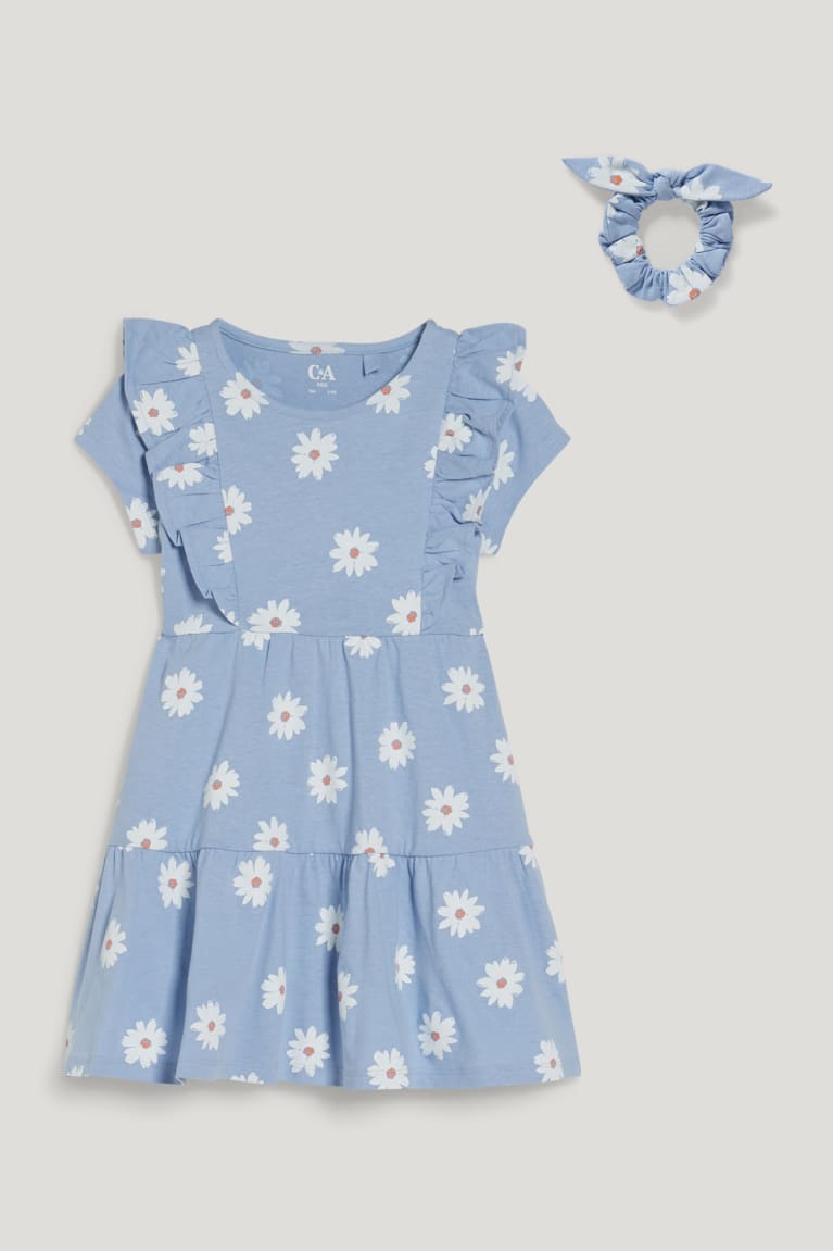  Bleu Clair Peignoir C&A Set And Scrunchie 2 Piece Floral - france CHG-1032641