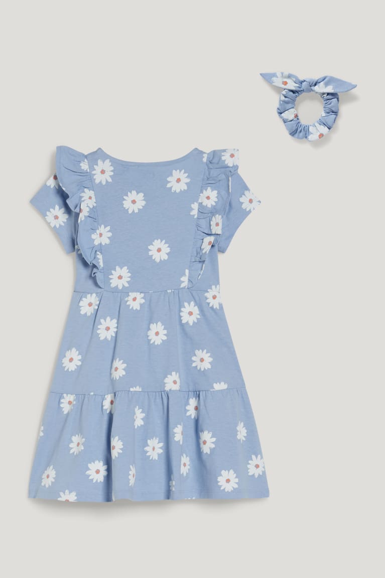  Bleu Clair Peignoir C&A Set And Scrunchie 2 Piece Floral - france CHG-1032641