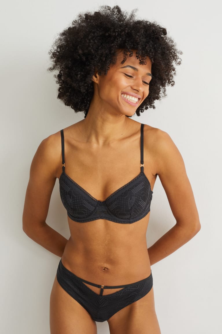  Noir Sous Vêtement C&A Underwire Bra Demi Rembourré - france OFP-5406022