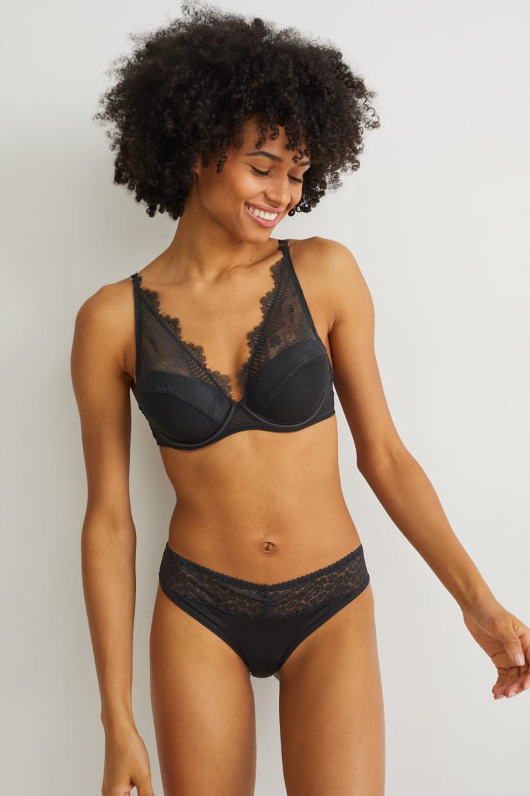  Noir Sous Vêtement C&A Underwire Bra Demi Rembourré - france MFL-2777338