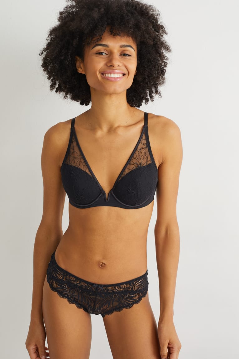  Noir Sous Vêtement C&A Underwire Bra Demi Rembourré - france AJA-5518768