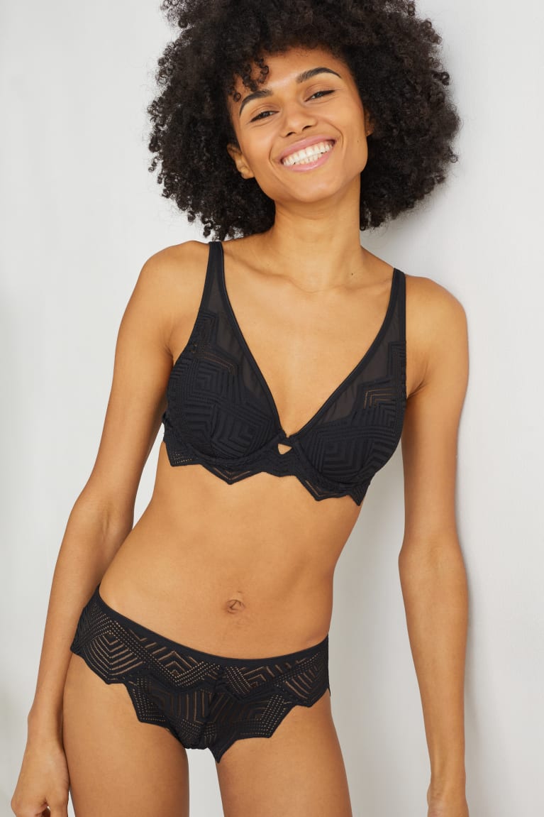  Noir Sous Vêtement C&A Underwire Bra Demi Rembourré - france AYJ-9256665