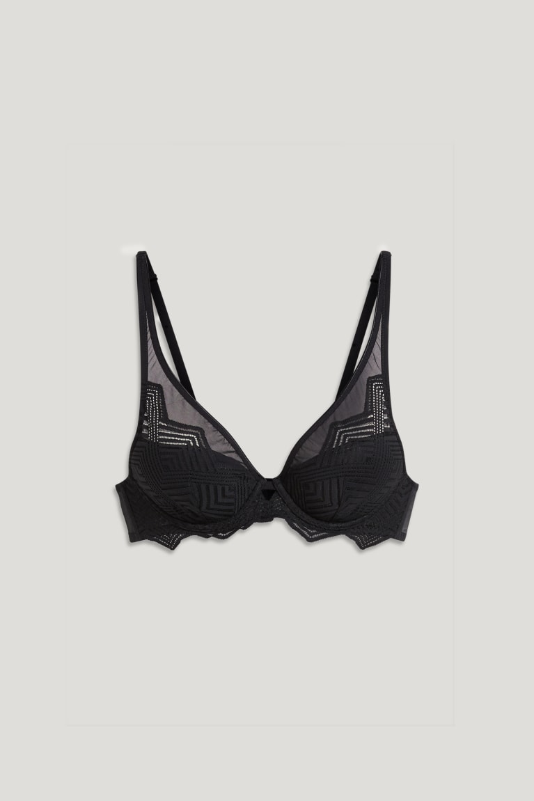  Noir Sous Vêtement C&A Underwire Bra Demi Rembourré - france AYJ-9256665