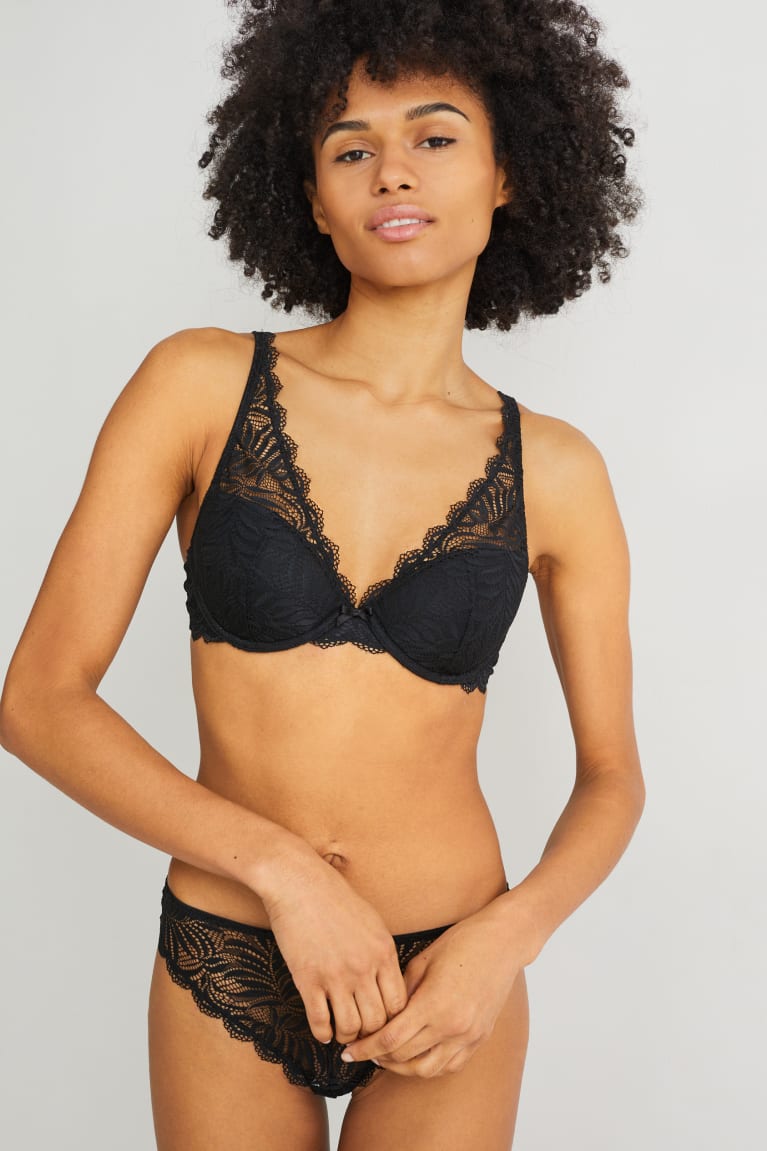  Noir Sous Vêtement C&A Underwire Bra Demi Rembourré - france TAR-6405160