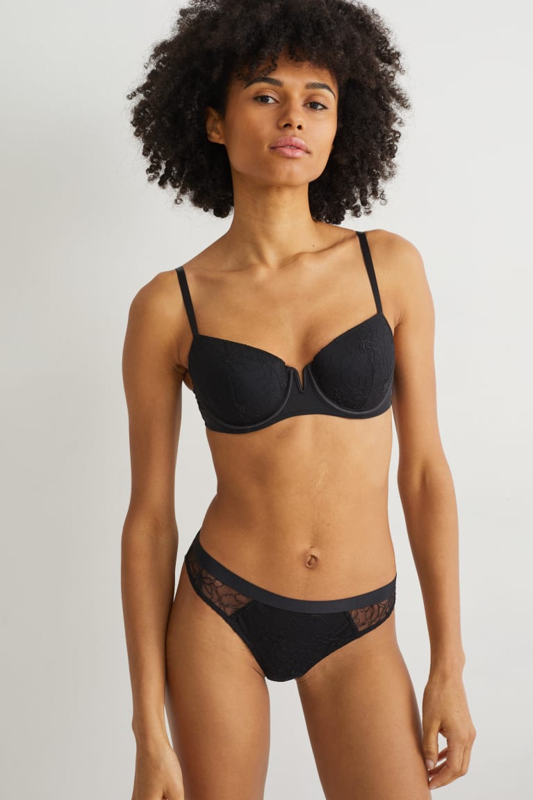  Noir Sous Vêtement C&A Underwire Bra Demi Rembourré - france KDK-0796783