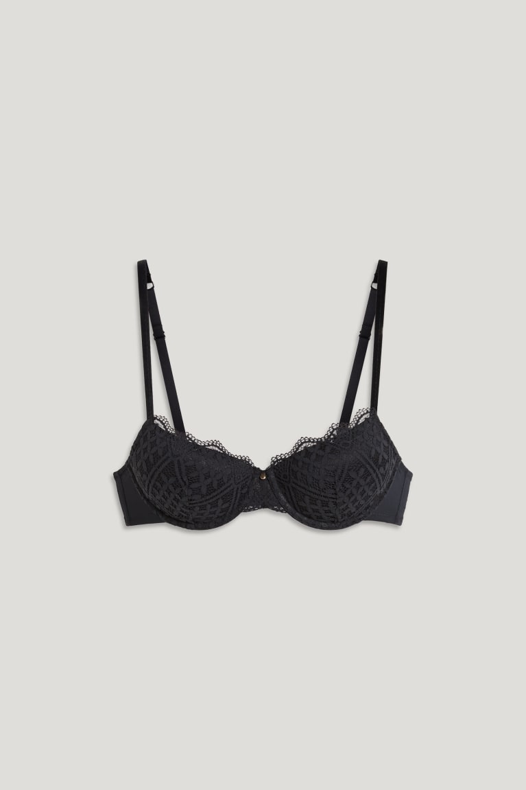  Noir Sous Vêtement C&A Underwire Bra Demi Rembourré Lycra - france KFJ-5707857