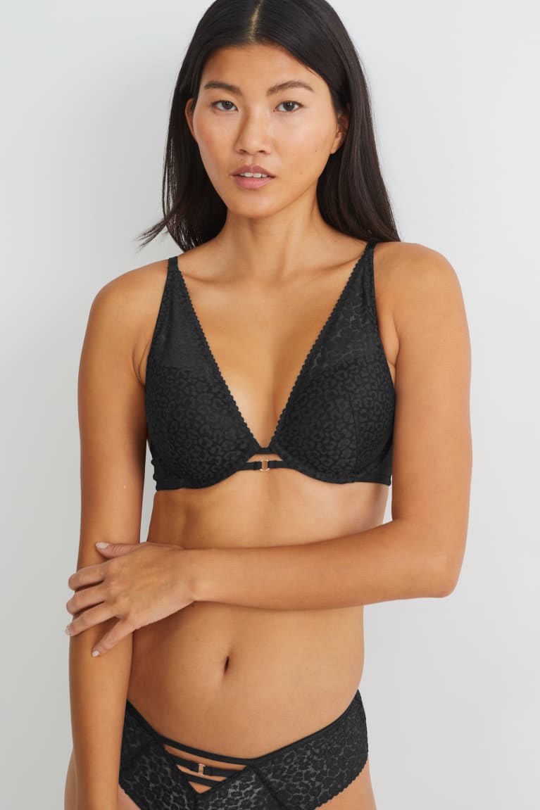  Noir Sous Vêtement C&A Underwire Bra Plunge Rembourré Push-up - france KZX-4071888