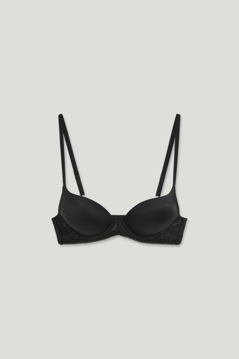  Noir Sous Vêtement C&A Underwire Bra Plunge Push-up Lycra - france CXJ-7847110