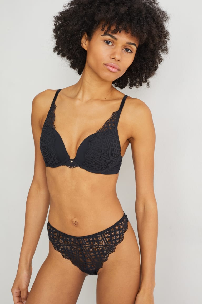  Noir Sous Vêtement C&A Underwire Bra Push-up Lycra - france FFF-5468462