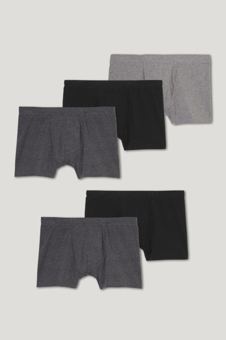  Noir Grise Sous Vêtement C&A Multipack Of 5 Trunks Organic Coton Lycra - france RDM-6435584