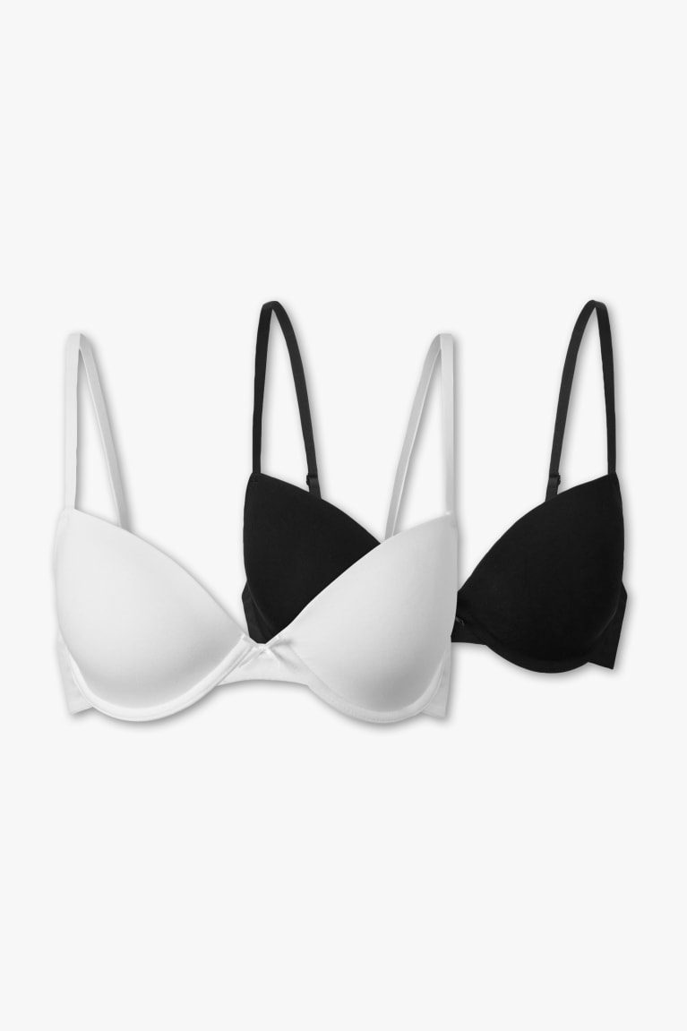  Noir Blanche Sous Vêtement C&A Multipack Of 2 Underwire Bra Demi Organic Coton - france SIN-3470328