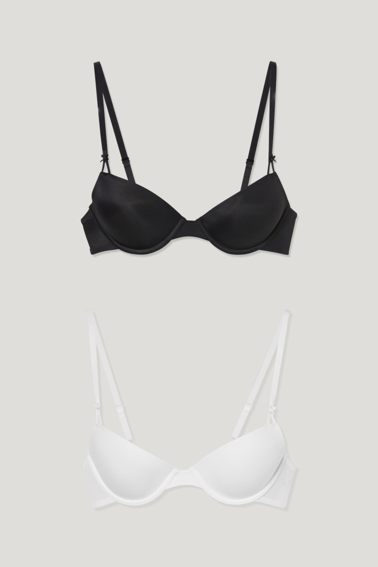  Noir Blanche Sous Vêtement C&A Multipack Of 2 Underwire Bra Demi Rembourré - france GZH-1056398