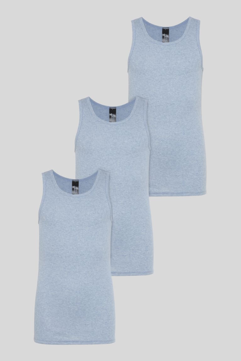  Bleu Sous Vêtement C&A Multipack Of 3 Vest Organic Coton - france LOY-1857674