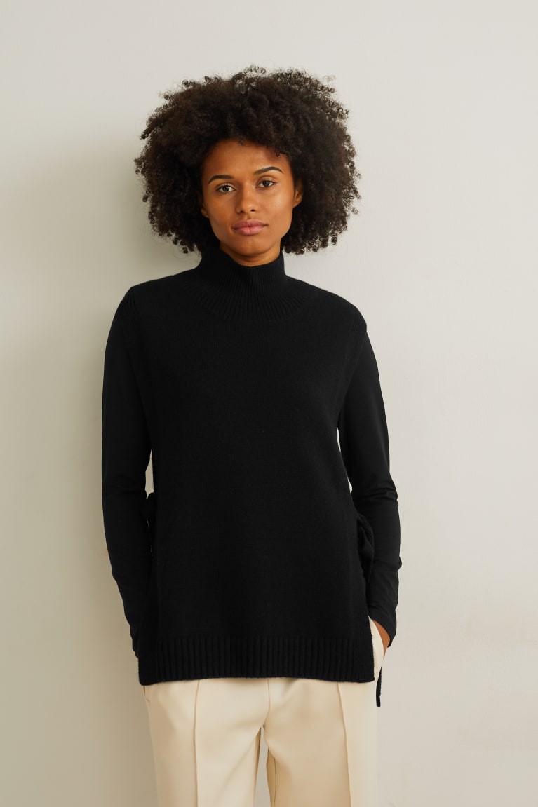  Noir Sweat à Capuche C&A Cashmere Blend Poncho - france CVP-9673528