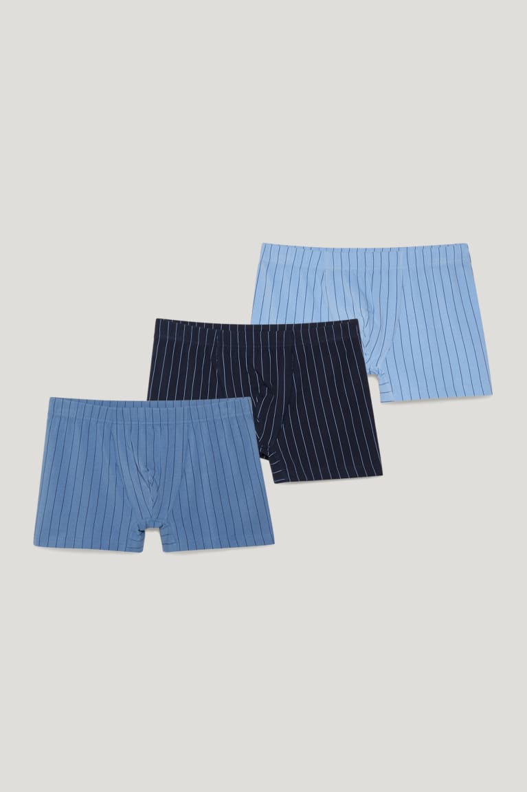  Bleu Bleu Clair Sous Vêtement C&A Multipack Of 3 Trunks Organic Coton Lycra Rayé - france RGG-8186030