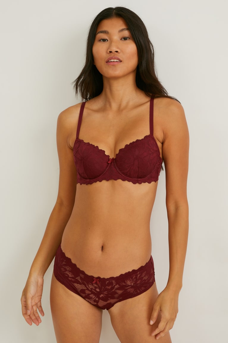  Bordeaux Sous Vêtement C&A Underwire Bra Demi Rembourré - france XDF-8512999