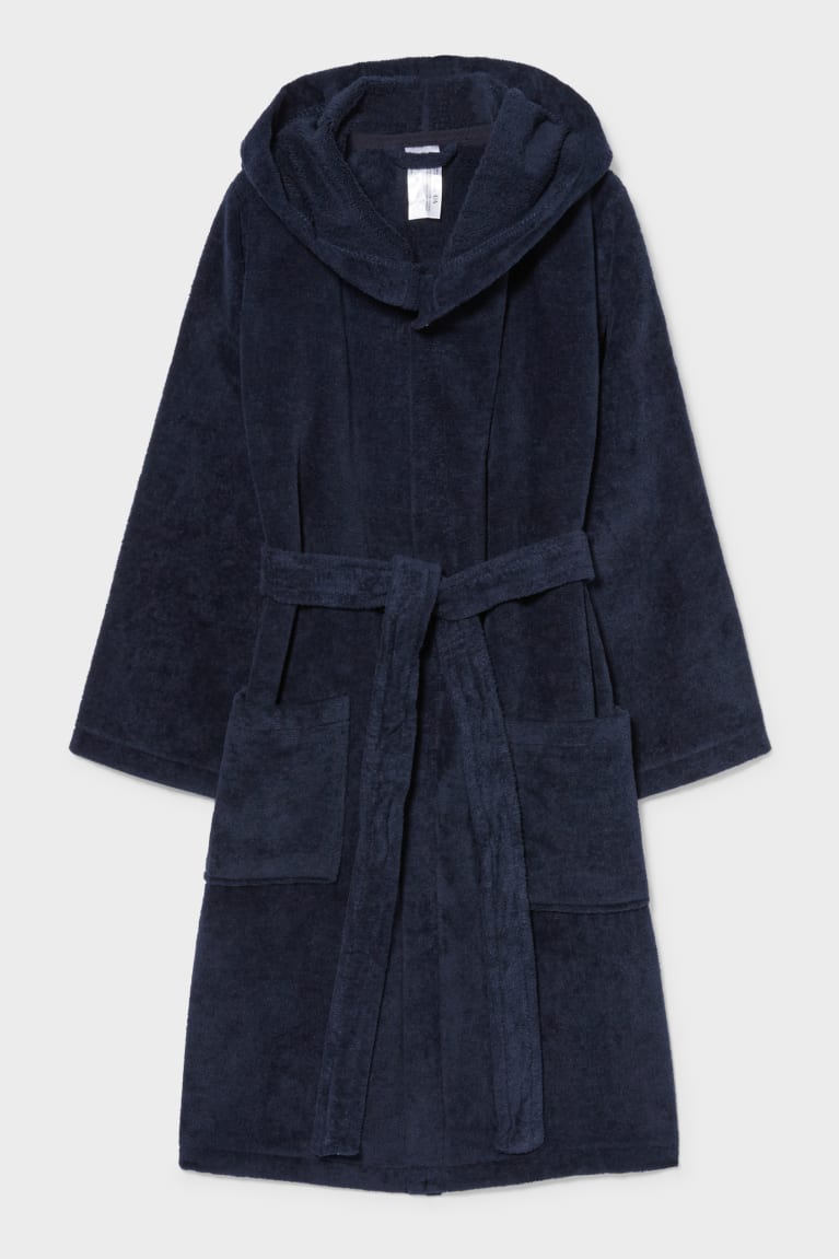  Bleu Foncé Sous Vêtement C&A Bathrobe With Hood Organic Coton - france UQJ-4375301