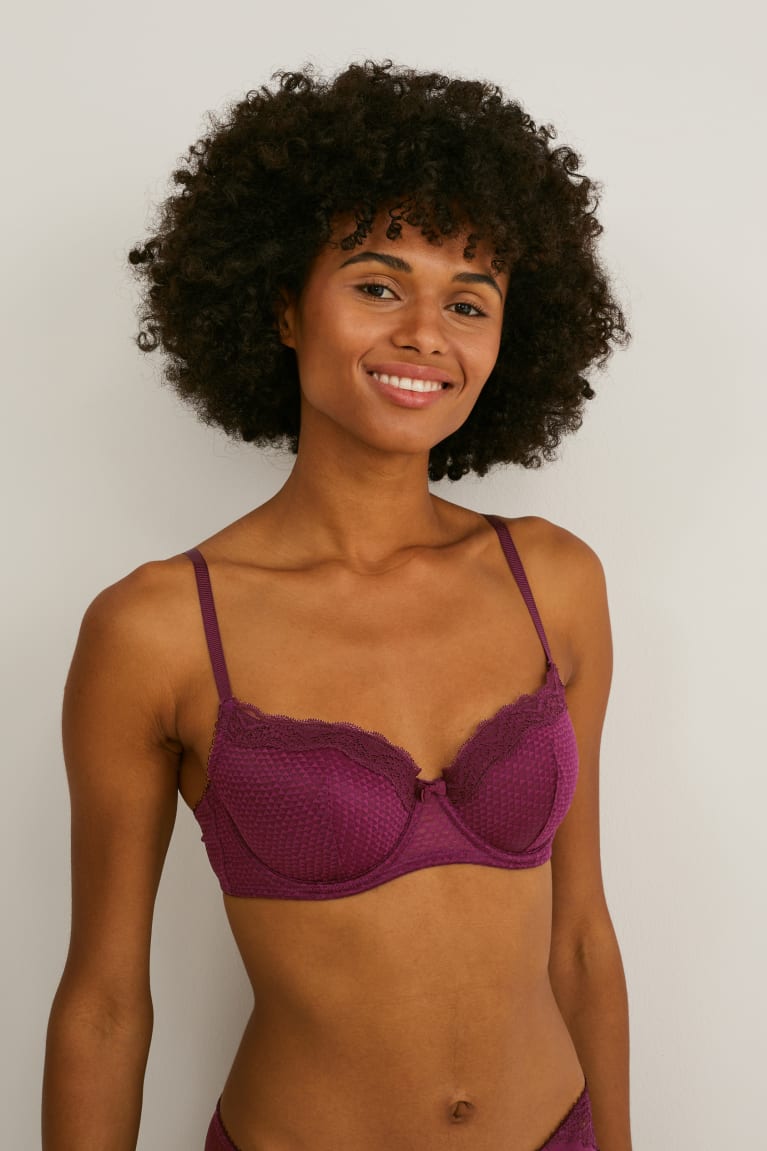  Bordeaux Sous Vêtement C&A Underwire Bra Full Coverage Rembourré - france LUK-6411220