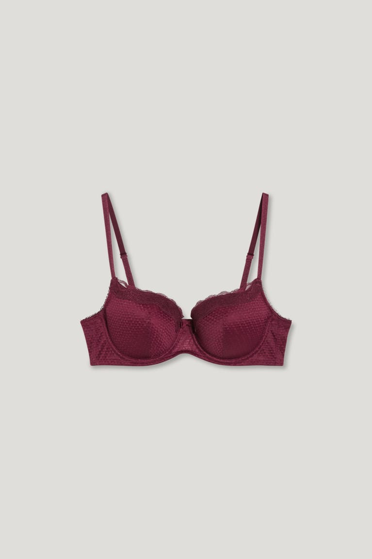  Bordeaux Sous Vêtement C&A Underwire Bra Full Coverage Rembourré - france LUK-6411220