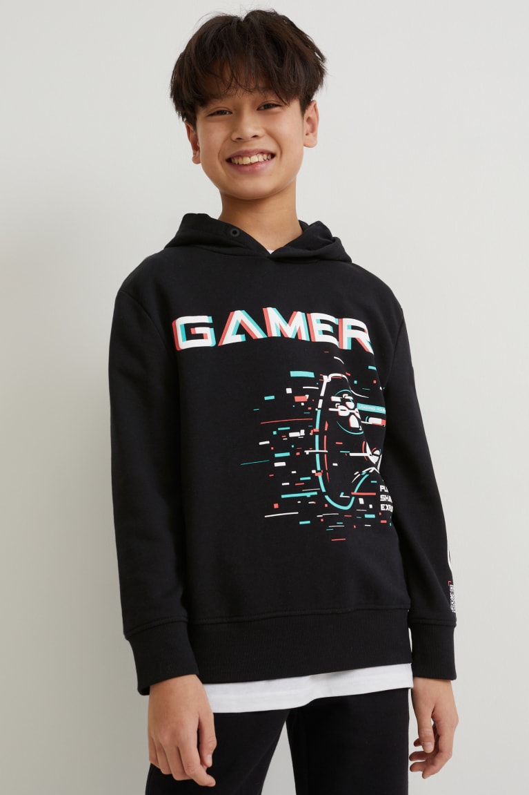  Noir Sweat à Capuche C&A Augmented Reality Motif - france RJK-5299819