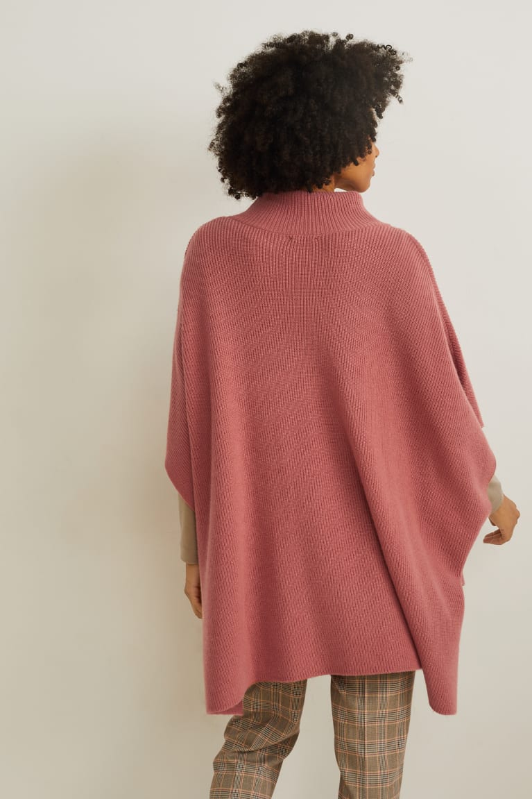  Rose Sweat à Capuche C&A Tricoté Cashmere Blend Poncho - france WDU-5975394