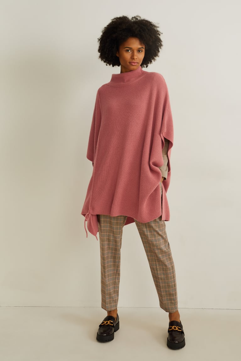  Rose Sweat à Capuche C&A Tricoté Cashmere Blend Poncho - france WDU-5975394