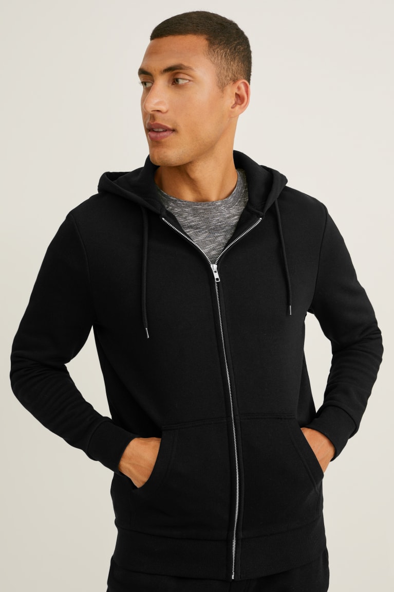  Noir Sweats C&A Zip-through With Hood Organic Coton - france PTN-6222793