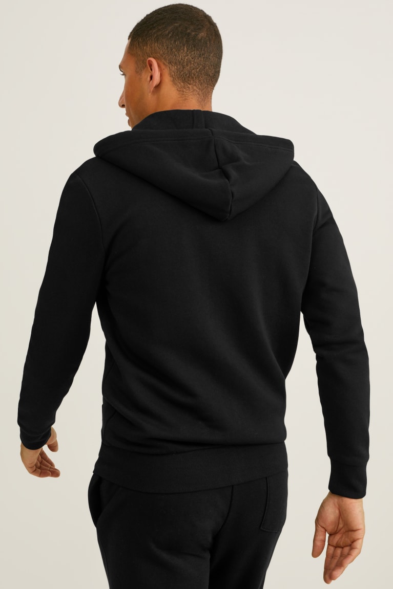  Noir Sweats C&A Zip-through With Hood Organic Coton - france PTN-6222793