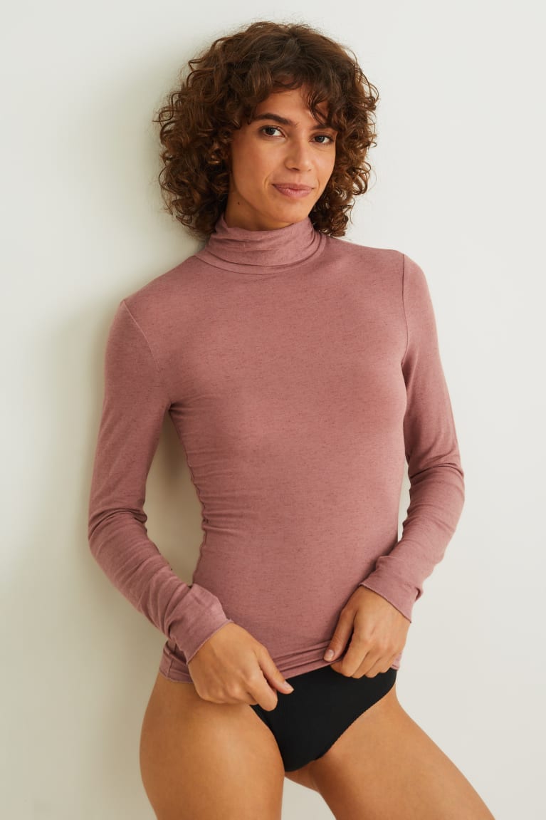  Rose Sous Vêtement C&A Polo Neck Containing Cashmere - france QBJ-8166868